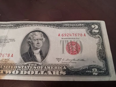 1953B $2 Red Seal United States Note Thomas Jefferson Vintage Collection Lot - Image 1 of 4