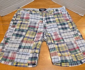 The New Ivy Brand Pantaloncini Uomo 40 Multi Patchwork Indiano Madras Plaid Autentici - Foto 1 di 10