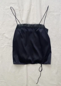 theory black stretch silk spaghetti strap camisole small - Picture 1 of 3
