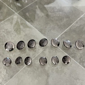 Buttons Set Of 13 Blazer Shank Gunmetal Tone Crest Suit Jacket Lightweight - Picture 1 of 12