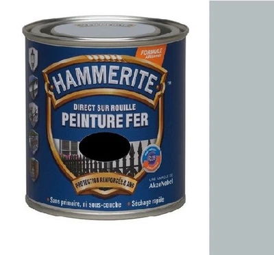 Peinture fer brillant laqué gris argent direct sur rouille 750ml HAMMERITE