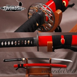 Espada Katana Samurai Japonesa Lista para Batalla Acero al Carbono Hoja Afilada Vaina Roja - Imagen 1 de 13