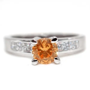 2 Karat behandelter Padparadscha Saphir & Topas 925 Sterlingsilber Ring Größe 6 - Bild 1 von 3