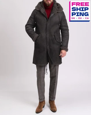 RRP €2350 HERNO Shearling Coat IT50 US40 L Garment Dye Hooded Made in Italy - Image 1 of 4