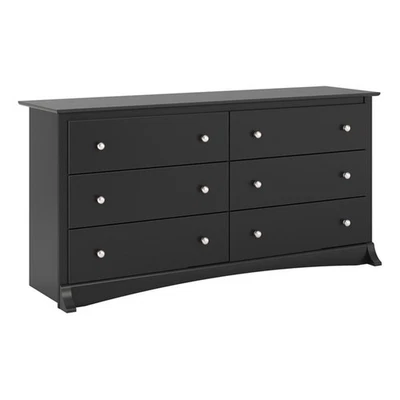 Prepac Sonoma 59 in. 6-Drawer Engineered Wood Double Dresser in Black - Image 1 of 4