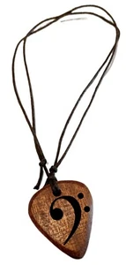 Collana con plettro in mogano  con chiave di basso fa - Imagen 1 de 1