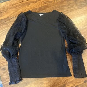 Habitual Kid Girls' Ruffle Long Balloon Sleeve Top Black Lace Size 14 - Picture 1 of 8