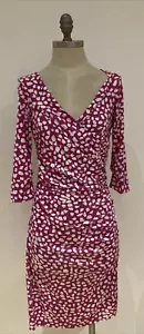 Diane von Furstenberg "Bentley" Cerise Pink Wrap Dress, 100% Silk, Size 8 - Picture 1 of 11