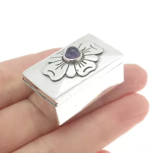 DAMASO GALLEGOS Argento Sterling Vintage Messico Fiori di Ametista Tavolo - Foto 1 di 8