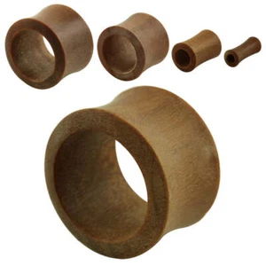 ❤ 3 - 25 mm Ohr Piercing Flesh Tunnel Holz Teak Braun Wood Nature Organic Plug - Bild 1 von 1