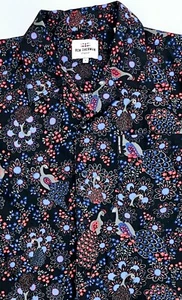 Ben Sherman Size Small Men's V Neck Peacock Floral S/S Pocket Logo Tag Shirt - Picture 1 of 12