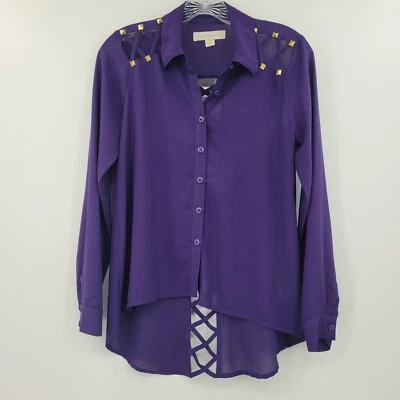 Blusa feminina Nicki Minaj de renda de poliéster roxa XS - Imagem 1 de 4