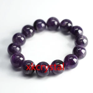 1pcs Genuine 10mm+ Natural Purple Amethyst Crystal Round Beads Bracelet AAAA - Picture 1 of 3
