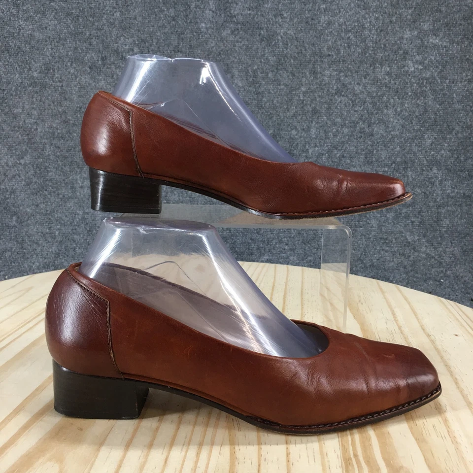 Rangoni Firenze Shoes Womens 8 B Pumps Brown Leather Slip On Casual Block Heels - Image 1 of 4