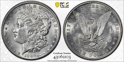 Dólar de plata Morgan 1888-S $1 graduación profesional estado como nuevo 61 MS 61 FECHA CLAVE RARA Foto 1 de 4