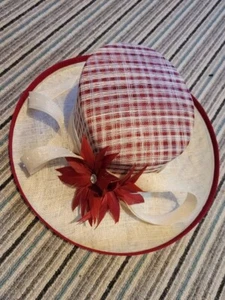 Jacques Vert Wedding Hat Red Beige Mother Of Bride Races Wedding Formal - Picture 1 of 11