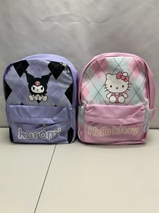 Sanrio Backpack, Kawaii, Characters Hello KItty and Kuromi, Argyle Print - Picture 1 of 18
