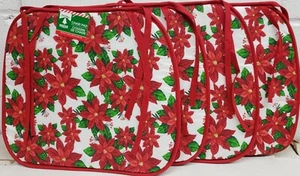 4er SET DÜNNE KISSEN STUHLAUFLAGEN, 14"x15", WEIHNACHTEN WEIHNACHTSSTERN BLUMEN # 3, CH  - Bild 1 von 23