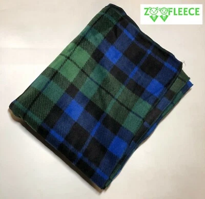 ZooFleece Green Blue Plaid Fleece 50X60" Blanket Quilt Christmas Throw Gift - Image 1 of 4