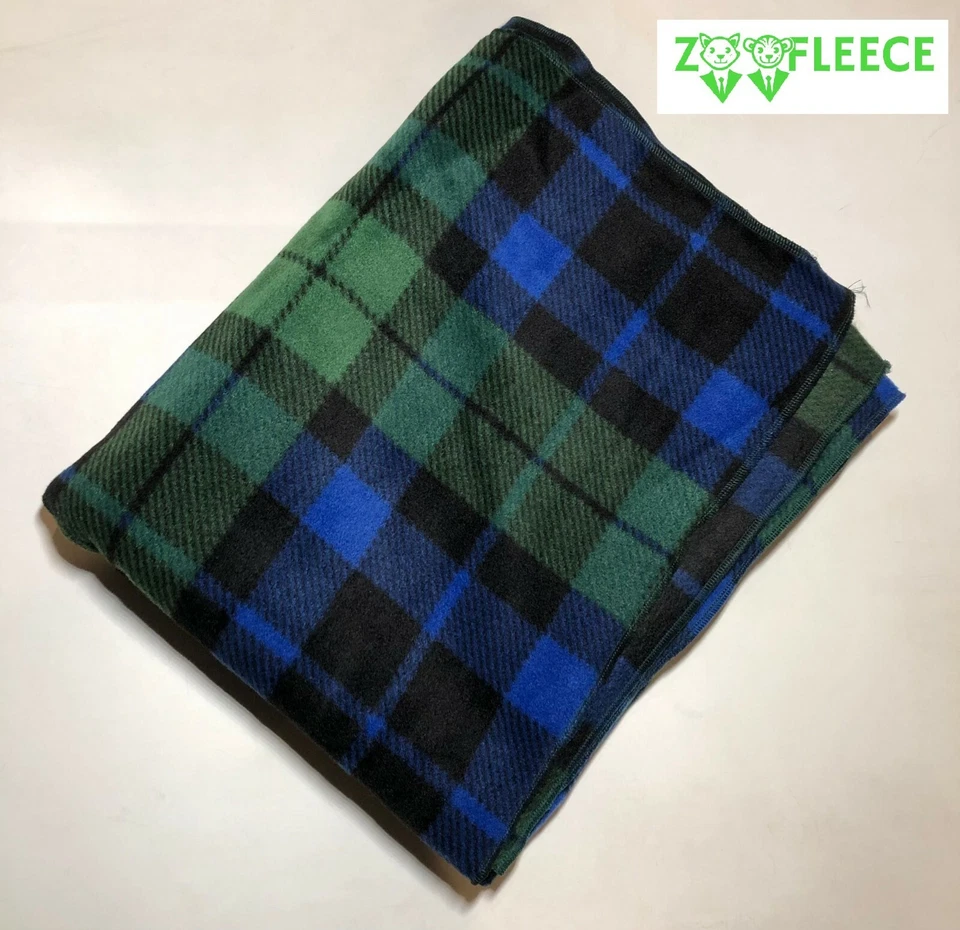 ZooFleece Green Blue Plaid Fleece 50X60" Blanket Quilt Christmas Throw Gift - Image 1 of 4