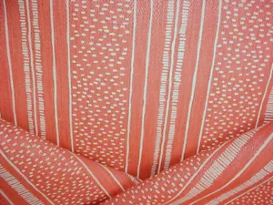 2-7/8Y Peter Fasano PIN5 Pindi Stripe Papaya Handprinted Hemp Upholstery Fabric - Picture 1 of 4