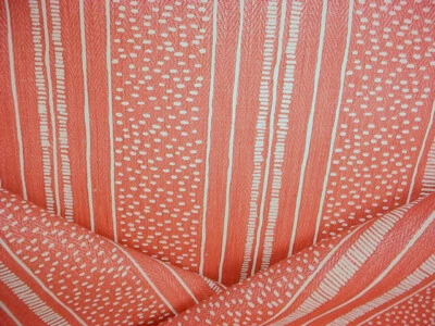 2-7/8Y Peter Fasano PIN5 Pindi Stripe Papaya Handprinted Hemp Upholstery Fabric - Image 1 of 4