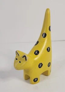 Vaneal Group Hand Carved Soapstone Yellow Cat - Picture 1 of 4