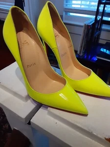 Christian Louboutin So Kates size 35.5 Neon Yellow - Picture 1 of 20