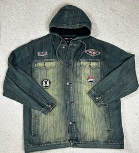 Vintage Source Jeans Jacket Mens XXL Biker Top Gun Trucker Skater Streetwear - Picture 1 of 10