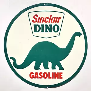 Sinclair Gasoline Dino rundes geprägtes Blechschild - Bild 1 von 1