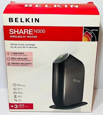 Belkin Share N300 300 Mbps -10/100 /1000 Wireless N Router - Image 1 of 2