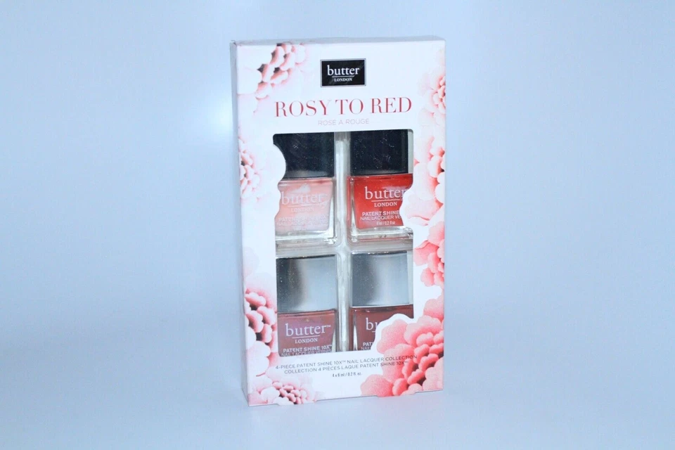 Butter London Rosado a Rojo 4 Piezas Patente Brillo 10X Esmalte de Uñas Colección Caja Foto 1 de 1