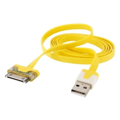 iPhone 4 Flat USB Colour Cable Charger Yellow BUY 1 GET 1 FREE! - Image 1 of 4