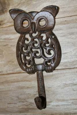 (6) Gift For Her Owl Design Patio Decor, Cast Iron Wall Hooks, H-47 - Image 1 of 3