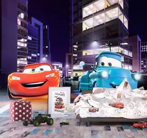 Disney photo wallpaper boy bedroom Cars McQueen racing night city view non-woven - Picture 1 of 6