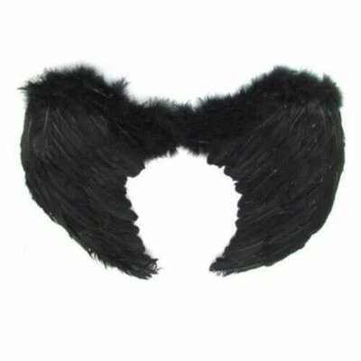 KAUF-4YOU Engelsflügel Engel Flügel 52 x35 glänzend Kostüm für Karneval Fasching schwarz