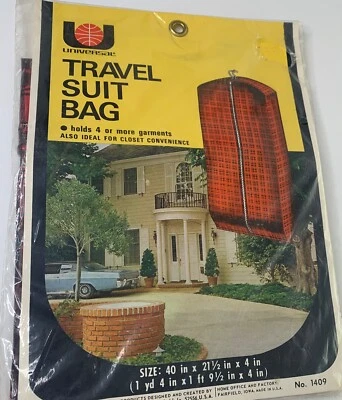 Винтажный универсальный костюм длина путешествий одежды сумка красный клетку США новый запечатанный 1409 - Изображение 1 из 4