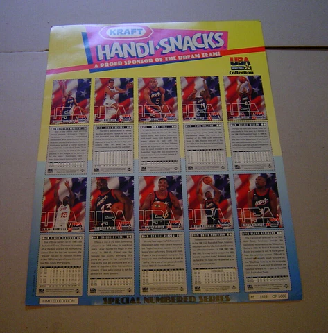 USA Basketball 1996 Dream Team Uncut Sheets Kraft Foods Pippen Shaq 4688/5,000 Cover