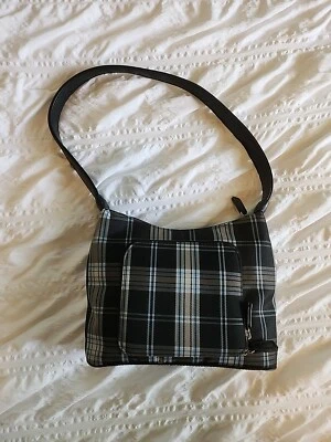 Croft & Barrow Vintage Cuadros Y2K Marrón Azul Bolso Cartera Cuadros Preppy Academia  Foto 1 de 4