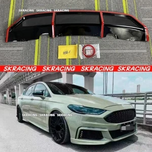Black+Red Trim Rear Bumper Diffuser Spoiler Fits 2016-2018 Ford Mondeo Fusion - Picture 1 of 14