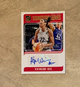 2019 A'Ja Wilson Panini Donruss Signature Series Auto Press Proof #d 66/199 Aces