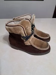 Yodelers Vintage Boho Bohemian Festival Booties Sherpa Boots 70's 8.5 - Picture 1 of 10