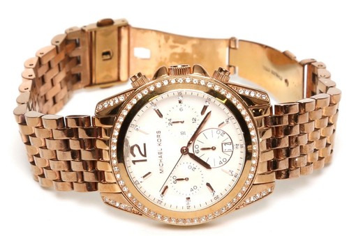 Orologio Michael Kors Donna Lunetta Cristallo Oro Rosa Bracciale 2890