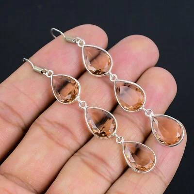 Morganite Gemstone Handmade 925 Sterling Silver Earring For Woman Gifts EPN-150 - Image 1 of 4