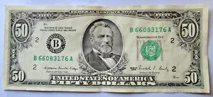 1988 $50 FRN B BLOCK NYNY B66083176A CRISP CLEAN AU CONDITION CIRCULATED - Picture 1 of 3