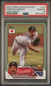2023 Topps Japan #118 Spencer Strider 'Rookie Cup' Jade Green /75 PSA 10 - Bild 1 von 2