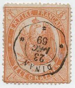 Sello telegráfico Francia 1869 1f usado Dinan - Imagen 1 de 1