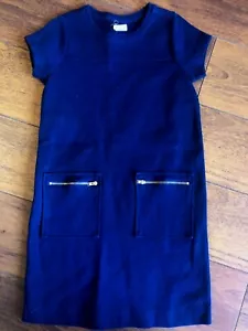 girls CREWCUTS NAVY BLUE DRESS casual SHORT SLEEVE cotton POCKETS nice! SIZE 8 - Picture 1 of 2