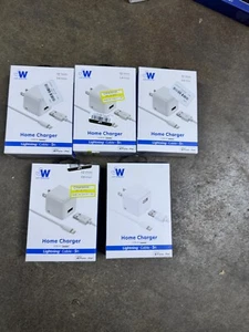 Set of 5 New Just Wireless Home Charger 12W  USB-A to iPhone Cable 5’ White - Picture 1 of 1