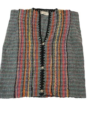 Chaleco Cardigan Nancy Lee Kaufman FIber Artist Talla Mediana Lana Hecho a Mano Foto 1 de 4